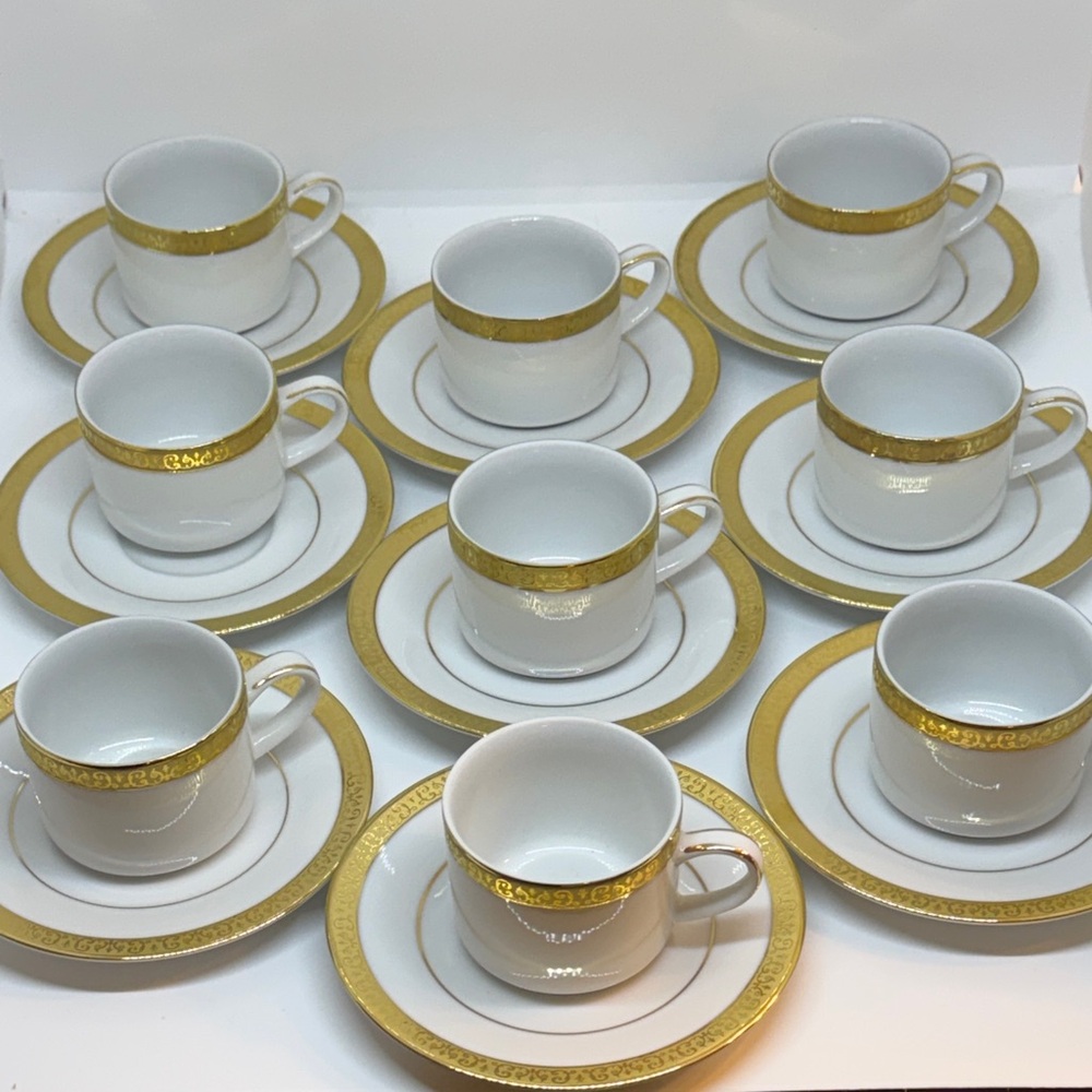 Elegant Gold and White Espresso 12 piece set